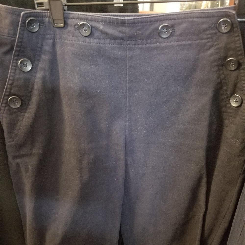 Talbots Navy Blue Trouser Pants Size 4  "Stretch" 8 BUTTONS!